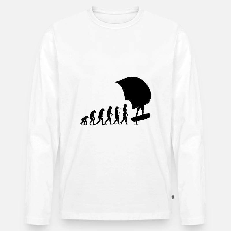 Wingfoil Wingfoiler Evolution - Männer Premium Bio Langarmshirt - Weiß