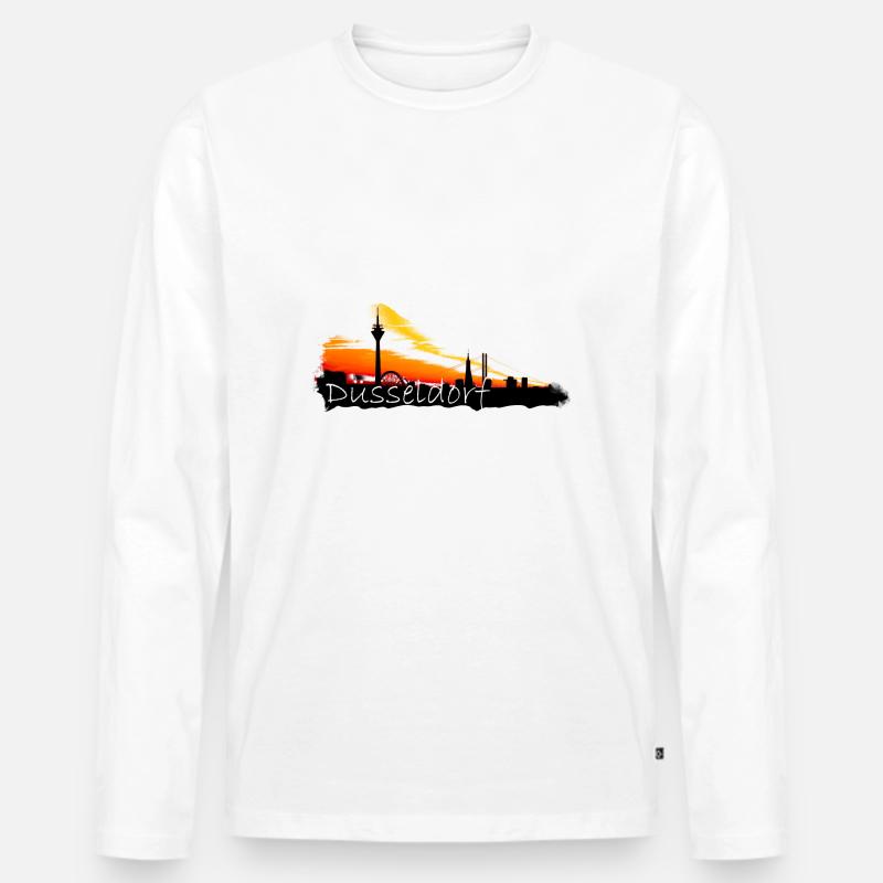 Düsseldorf Stadt Skyline - Männer Premium Bio Langarmshirt - Weiß
