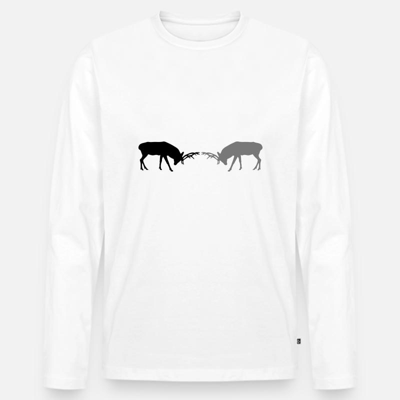 hirsch - geweih - jagd - jäger - Männer Premium Bio Langarmshirt - Weiß
