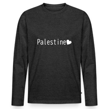 palestina heart gift - Men's Premium Organic Long Sleeve Shirt - heather anthracite - Front - Nico (187cm)