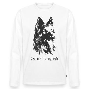chien de race berger allemand - T-shirt manches longues Premium bio Homme - blanc - Devant - Nico (187cm)