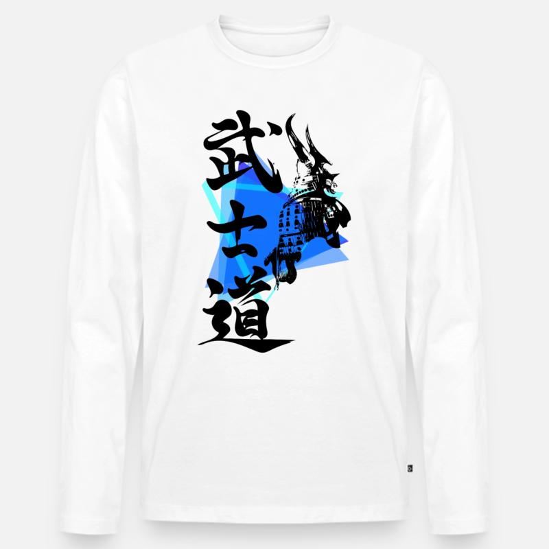 Samurai - Männer Premium Bio Langarmshirt - Weiß