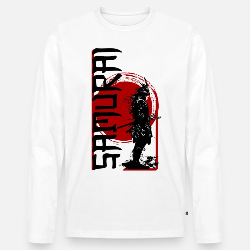 Samurai - Männer Premium Bio Langarmshirt - Weiß