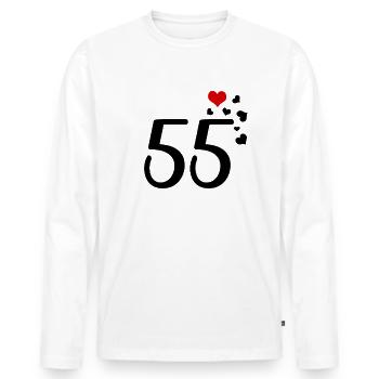 55th Birthday Anniversary Hearts 55 - Men's Premium Organic Long Sleeve Shirt - white - Front - Nico (187cm)