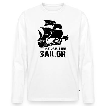 natural born sailor - geboren um zu segeln - Männer Premium Bio Langarmshirt - Weiß - Vorne - Nico (187cm)
