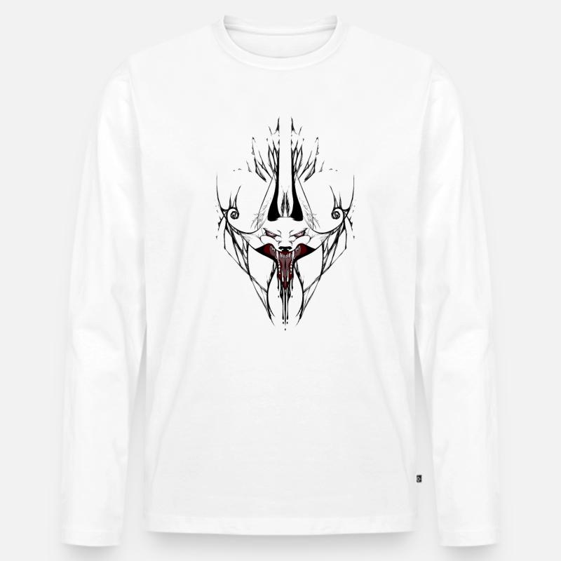 Wolf - Männer Premium Bio Langarmshirt - Weiß