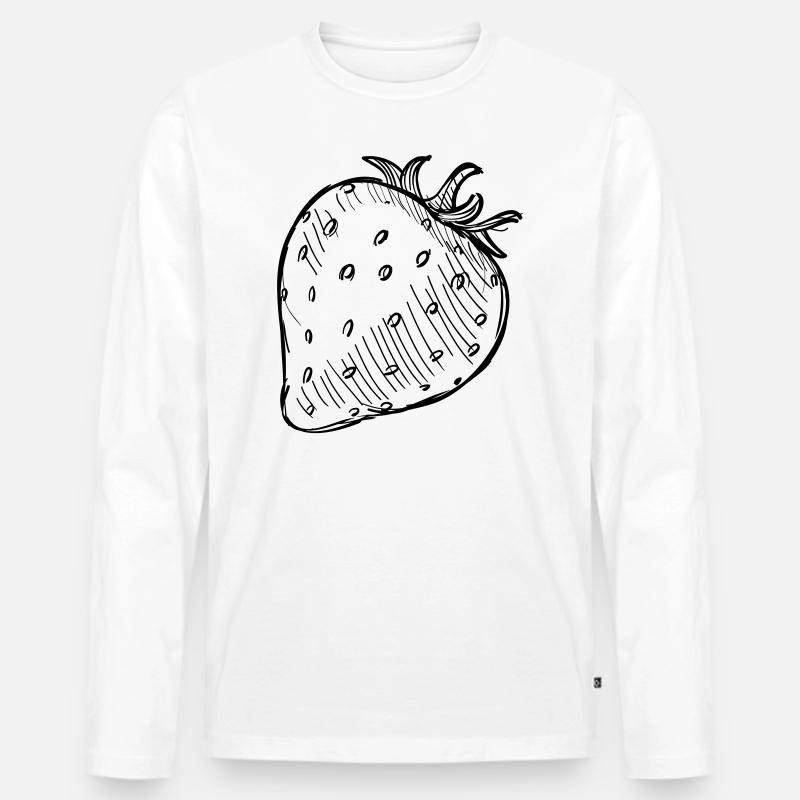 Gezeichneze Erdbeere - Männer Premium Bio Langarmshirt - Weiß