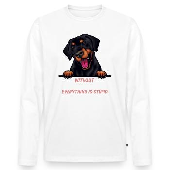 Ohne Pinscher ist alles doof - Männer Premium Bio Langarmshirt - Weiß - Vorne - Nico (187cm)