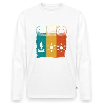 Young CEO Entrepreneur - Men's Premium Organic Long Sleeve Shirt - white - Front - Nico (187cm)