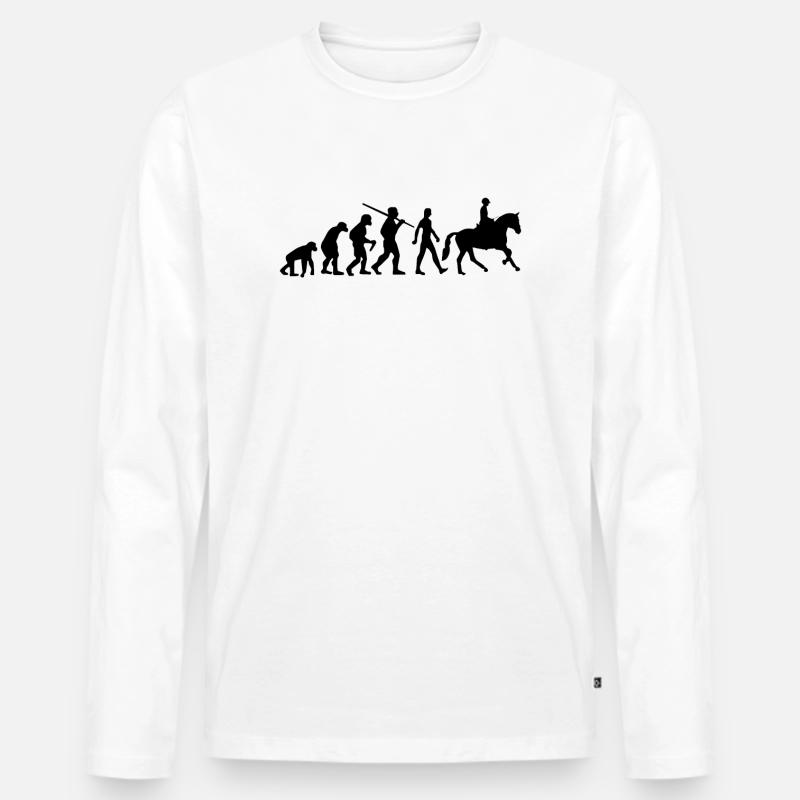 Reiter Evolution Pferde - Männer Premium Bio Langarmshirt - Weiß