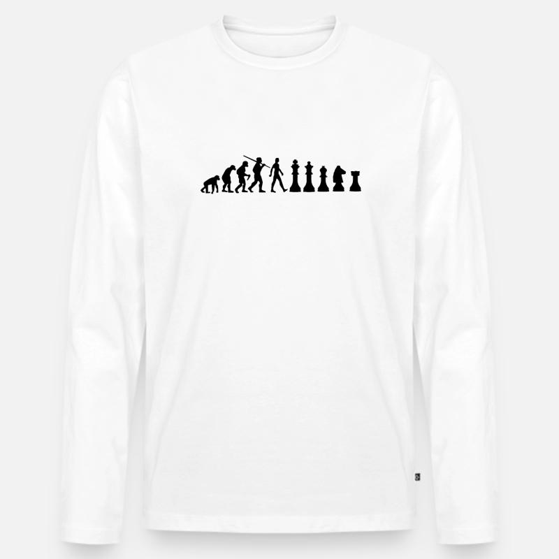 Chess Evolution Schach - Männer Premium Bio Langarmshirt - Weiß