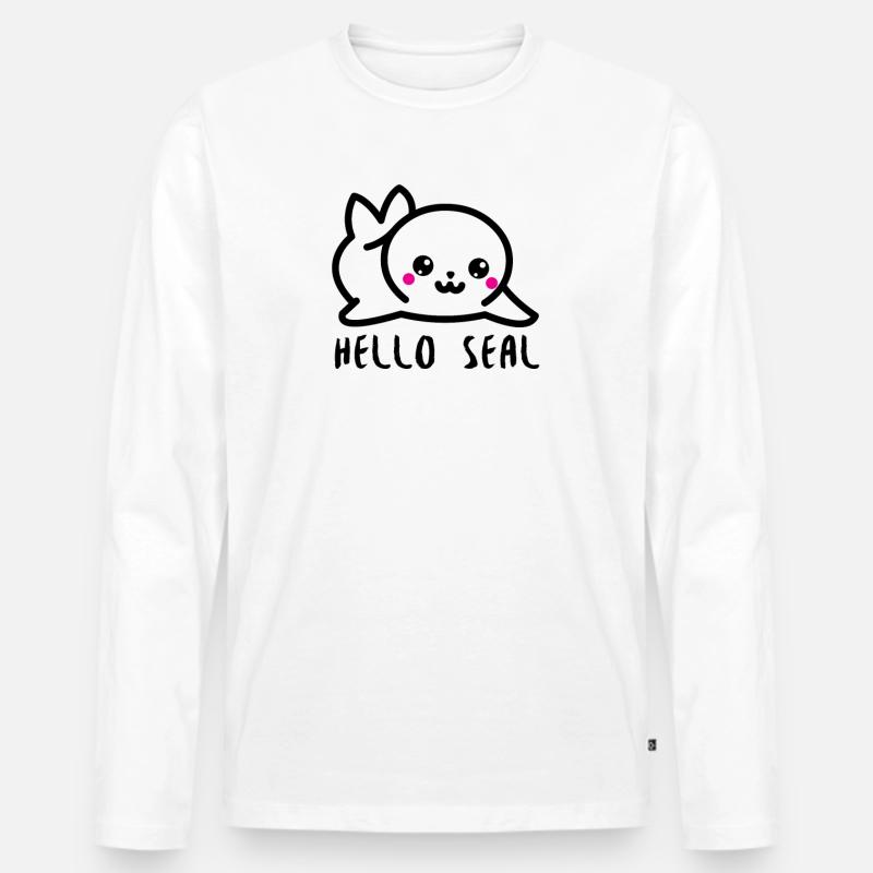 Hello Seal - Männer Premium Bio Langarmshirt - Weiß