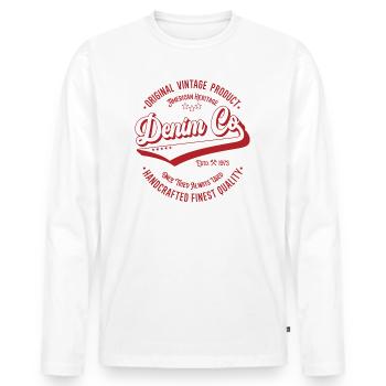 Denim Co. original vintage product handcrafted - Men's Premium Organic Long Sleeve Shirt - white - Front - Nico (187cm)