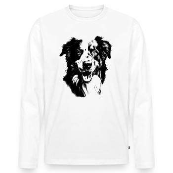 Berger australien - T-shirt manches longues Premium bio Homme - blanc - Devant - Nico (187cm)