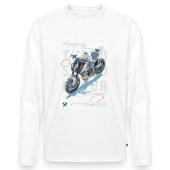 Motorcycle Technical Drawing - Men's Premium Organic Long Sleeve Shirt - white - Front - Nico (187cm)