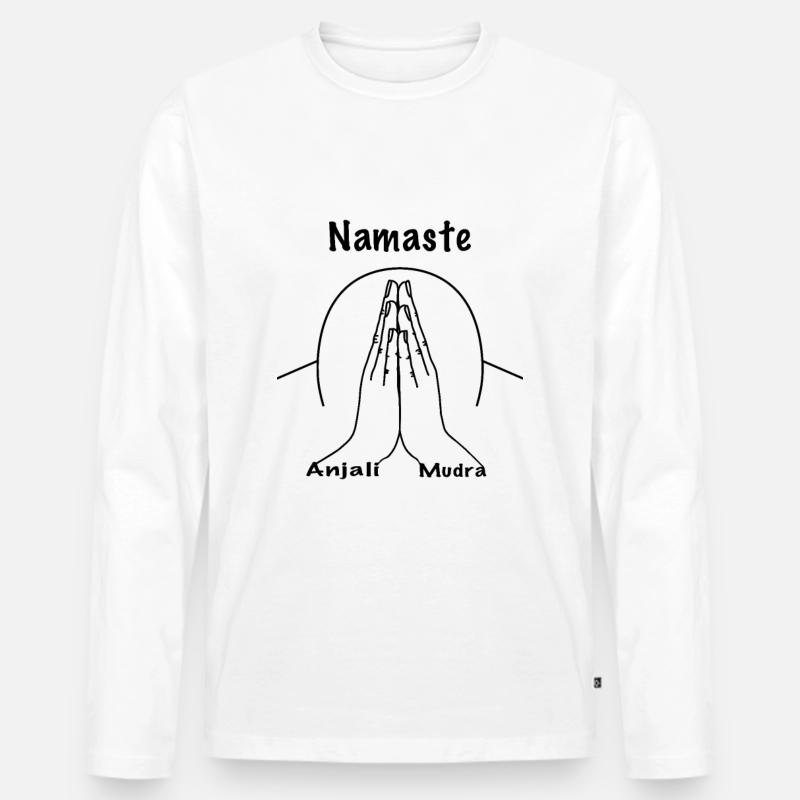 Namaste Anjali Mudra position - Männer Premium Bio Langarmshirt - Weiß