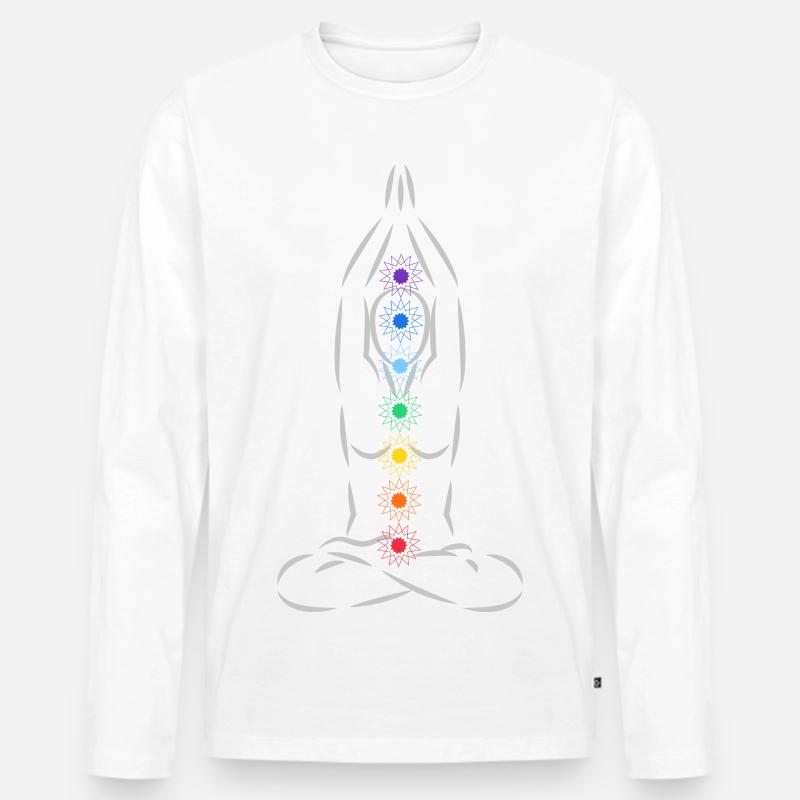 Die 7 Chakren - Männer Premium Bio Langarmshirt - Weiß