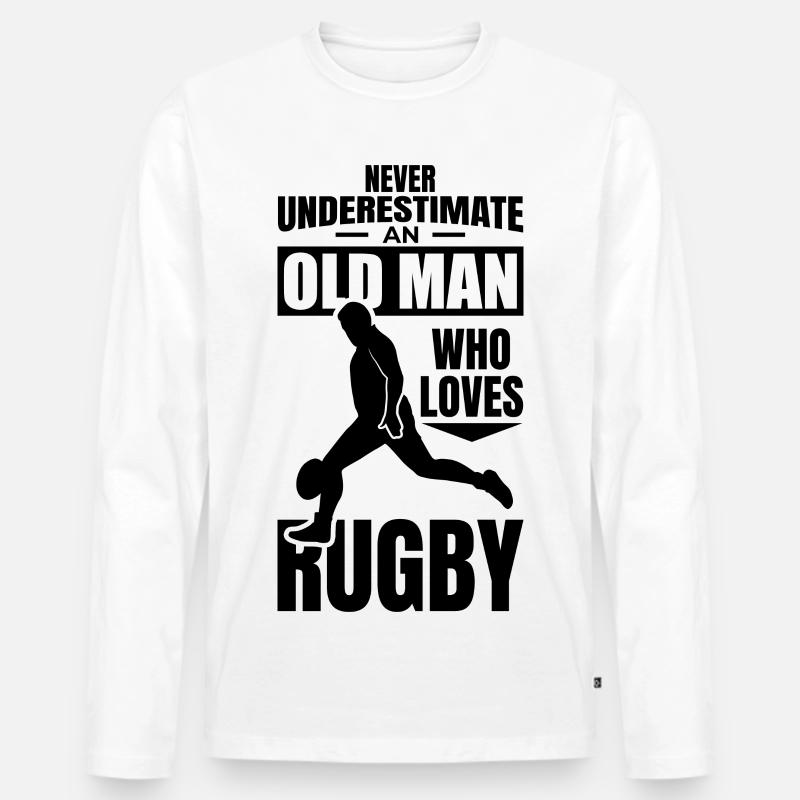Alter Rugby Opa - Männer Premium Bio Langarmshirt - Weiß