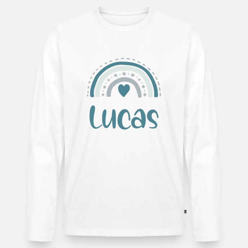 Lucas Name Regenbogen - Männer Premium Bio Langarmshirt - Weiß