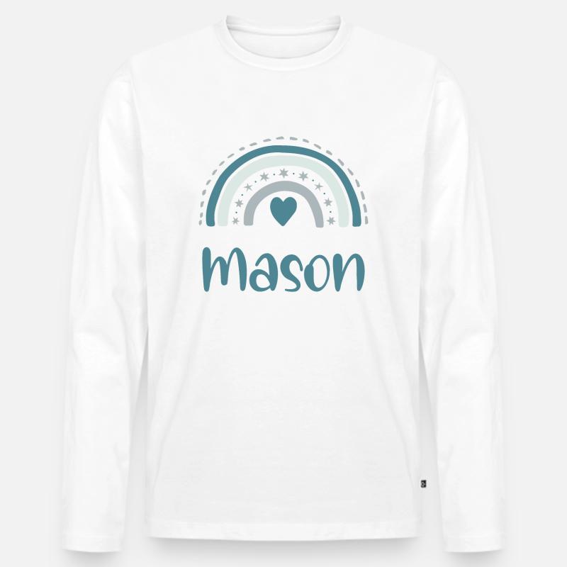 Freimaurer Name Regenbogen - Männer Premium Bio Langarmshirt - Weiß