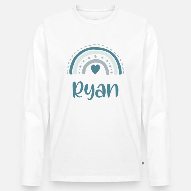 Ryan Name Rainbow - Männer Premium Bio Langarmshirt - Weiß