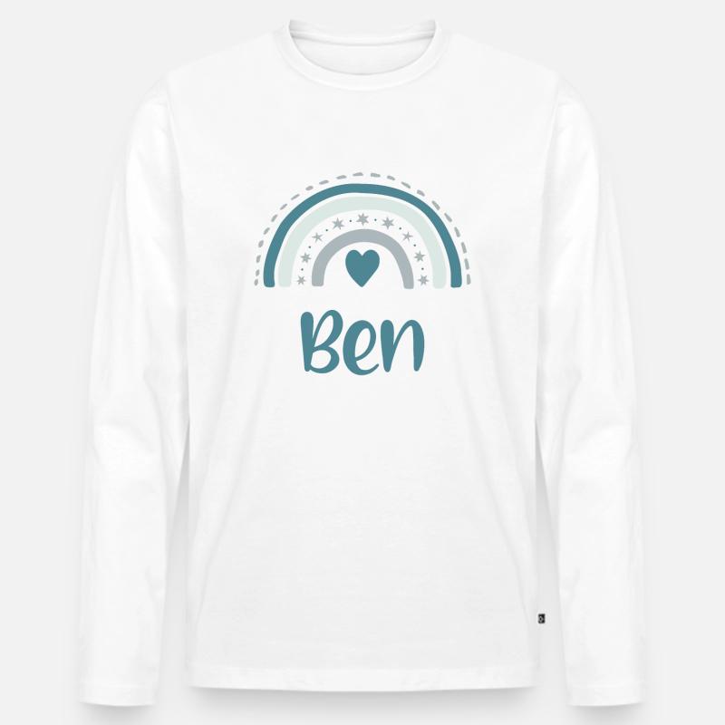 Ben Name Regenbogen - Männer Premium Bio Langarmshirt - Weiß