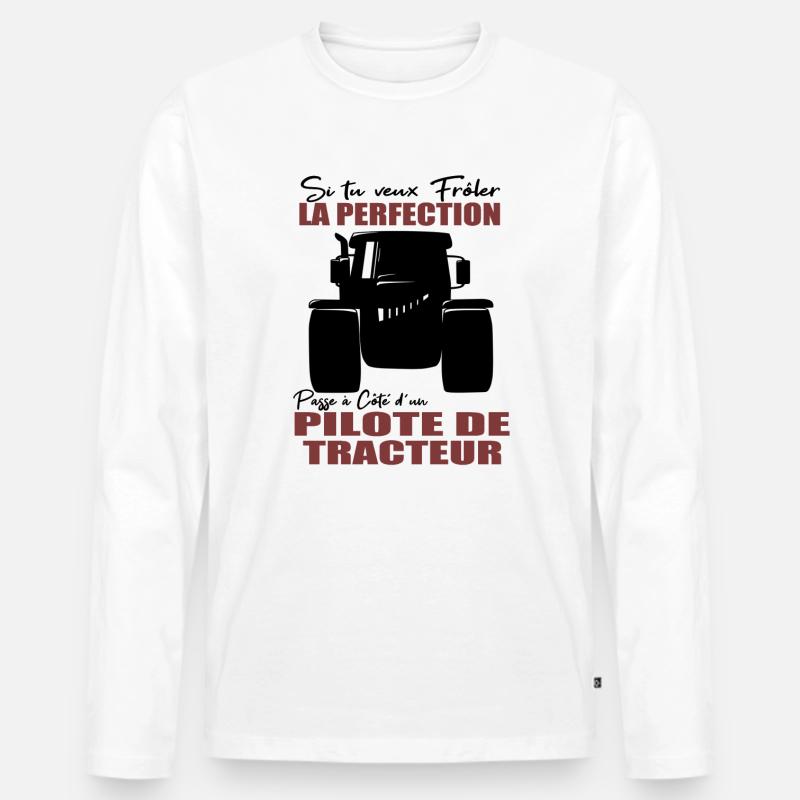 Farmer Shirt • Traktorfahrer • Geschenk - Männer Premium Bio Langarmshirt - Weiß