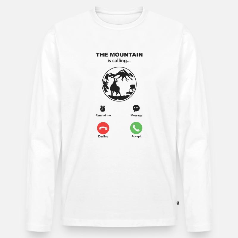 the mountain is calling - Männer Premium Bio Langarmshirt - Weiß