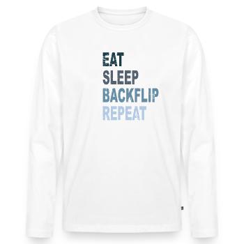 Mangez le sommeil Backflip Repeat - T-shirt manches longues Premium bio Homme - blanc - Devant - Nico (187cm)