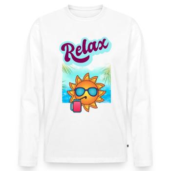 DETENTE RELAXATION - T-shirt manches longues Premium bio Homme - blanc - Devant - Nico (187cm)