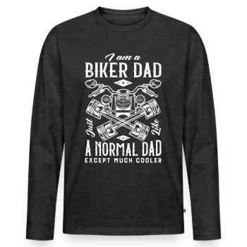 Motard papa, cool moto père - T-shirt manches longues Premium bio Homme - anthracite chiné - Devant - Nico (187cm)