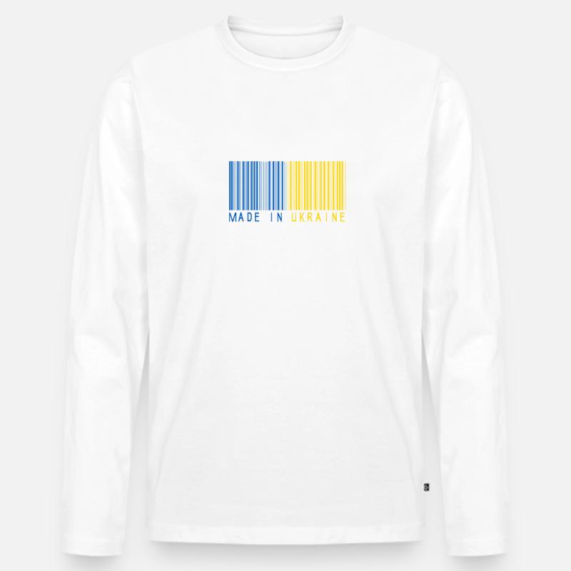Made in Ukraine - Barcode - Männer Premium Bio Langarmshirt - Weiß