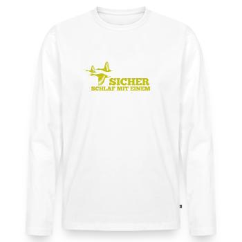 Jäger shirt • Schlaf mit einem Jäger Geschenk - Männer Premium Bio Langarmshirt - Weiß - Vorne - Nico (187cm)