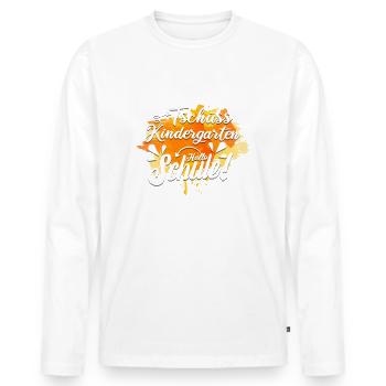 Tschüss Kindergarten hallo Grundschule Schulanfang - Männer Premium Bio Langarmshirt - Weiß - Vorne - Nico (187cm)