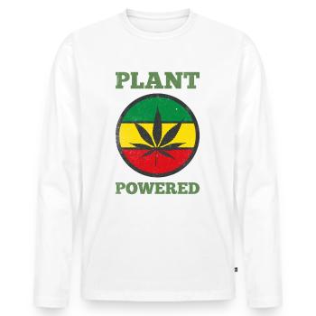 PLANT POWERED Hemp/Cannabis Leaf Vegan/Vegetarian - Men's Premium Organic Long Sleeve Shirt - white - Front - Nico (187cm)