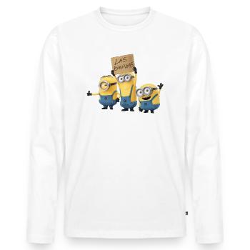 Minions Trois Joyeux Minions Avec Bouclier - T-shirt manches longues Premium bio Homme - blanc - Devant - Nico (187cm)