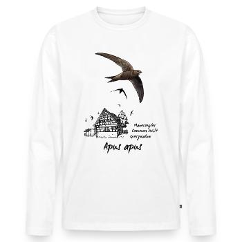 Swift with half-timbered house - Men's Premium Organic Long Sleeve Shirt - white - Front - Nico (187cm)