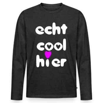 echt cool hier herz weiss pink - Männer Premium Bio Langarmshirt - Anthrazit meliert - Vorne - Nico (187cm)
