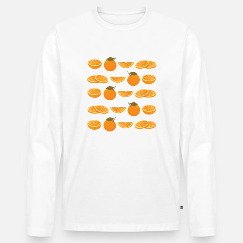 Mandarinen - Männer Premium Bio Langarmshirt - Weiß