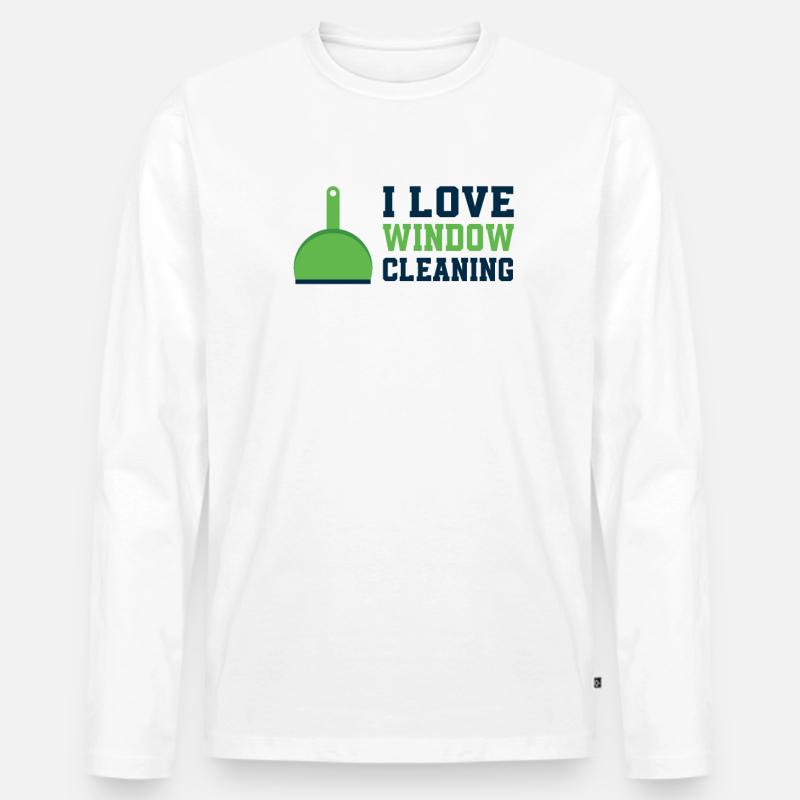 Ich Liebe Fensterputzen - Männer Premium Bio Langarmshirt - Weiß