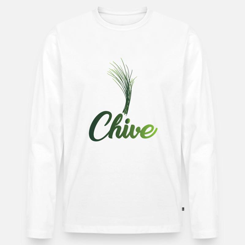 Schnittlauch - Männer Premium Bio Langarmshirt - Weiß