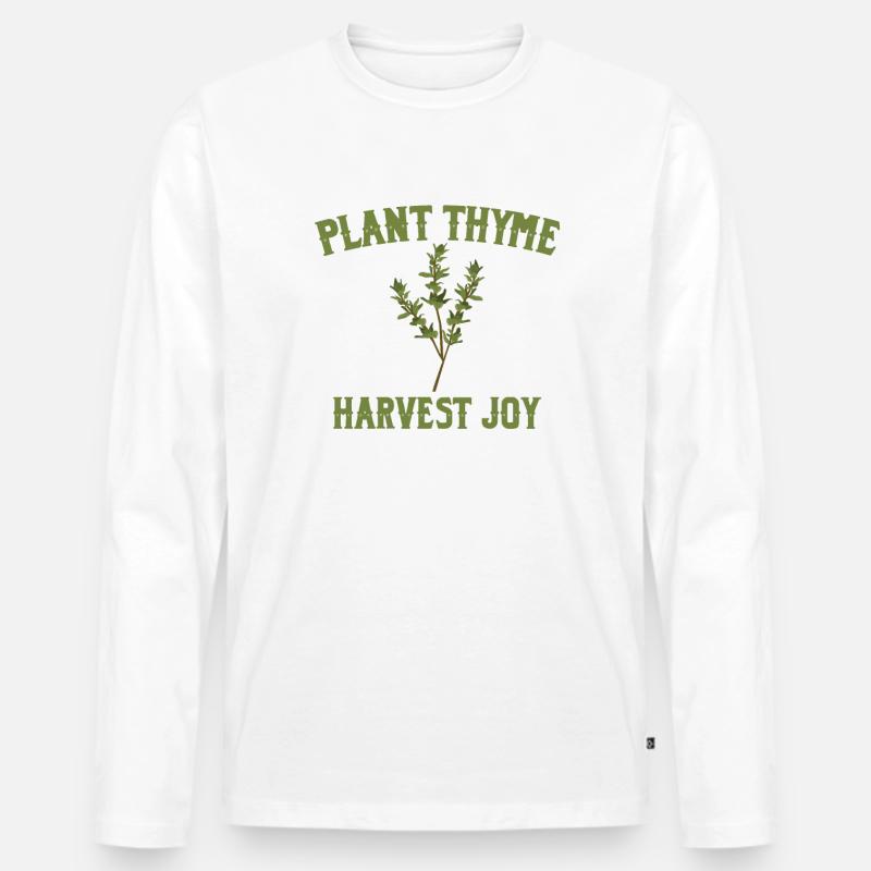 Pflanze Thymian Ernte Freude - Männer Premium Bio Langarmshirt - Weiß