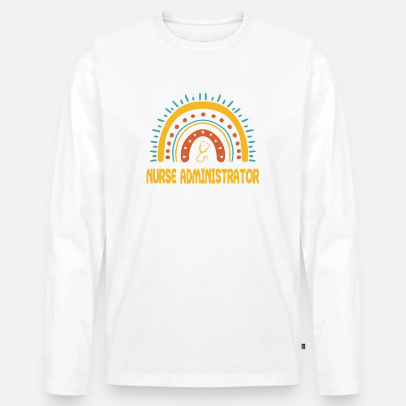 Pflegemanager Boho Regenbogen - Männer Premium Bio Langarmshirt - Weiß