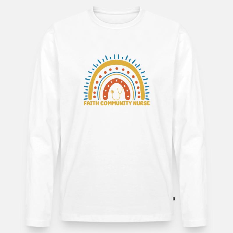 Gemeindekrankenschwester Boho Regenbogen - Männer Premium Bio Langarmshirt - Weiß