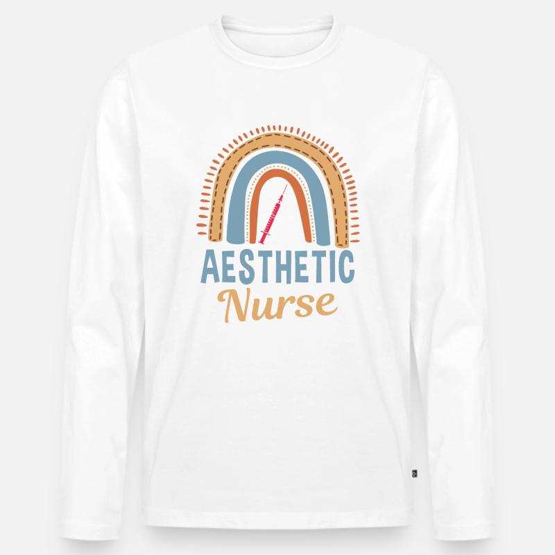 Ästhetische Krankenschwester Regenbogen - Männer Premium Bio Langarmshirt - Weiß