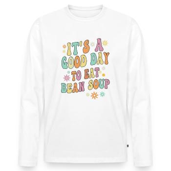 Bean soup - Men's Premium Organic Long Sleeve Shirt - white - Front - Nico (187cm)