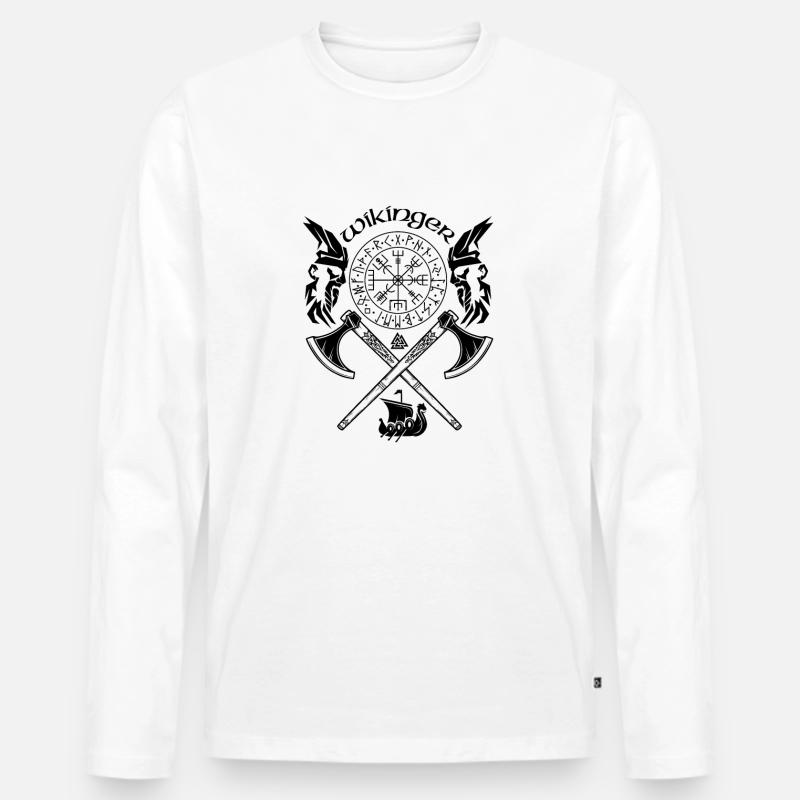 Wikinger-VIKING SYMBOLE-WIKINGER RUNEN - Männer Premium Bio Langarmshirt - Weiß