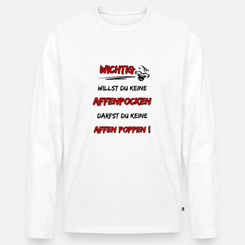 sarkastischer Affenpocken Spruch - Männer Premium Bio Langarmshirt - Weiß