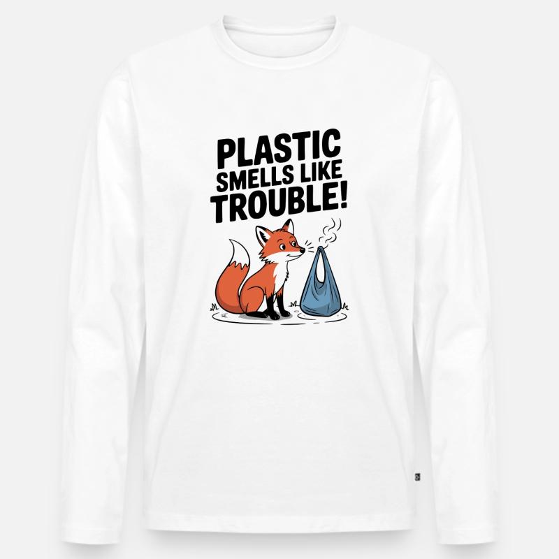 Plastic is a problem - Men's Premium Organic Long Sleeve Shirt - white