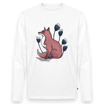 Fuchs mit Blumen - Männer Premium Bio Langarmshirt - Weiß - Vorne - Nico (187cm)